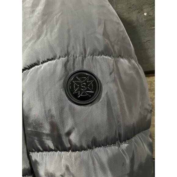 Nicole Miller Women’s Long Puffer Coat Gray Hooded Parka Faux Fur Trim Jacket M - Picture 5 of 9